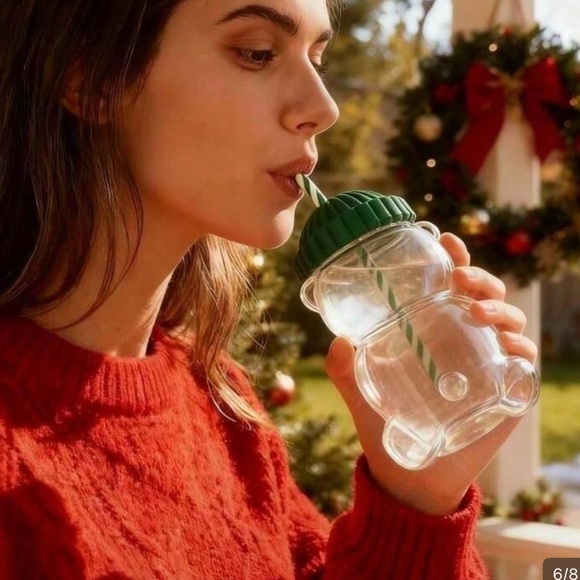 Starbucks VIRAL Clear Glass Bear Cup Lid Straw teddy christmas 2025 new barista - Picture 9 of 14